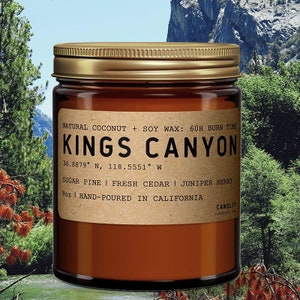 Kings Canyon California Scented Candle  (Sugar Pine, Fresh Cedar, Juniper Berries)