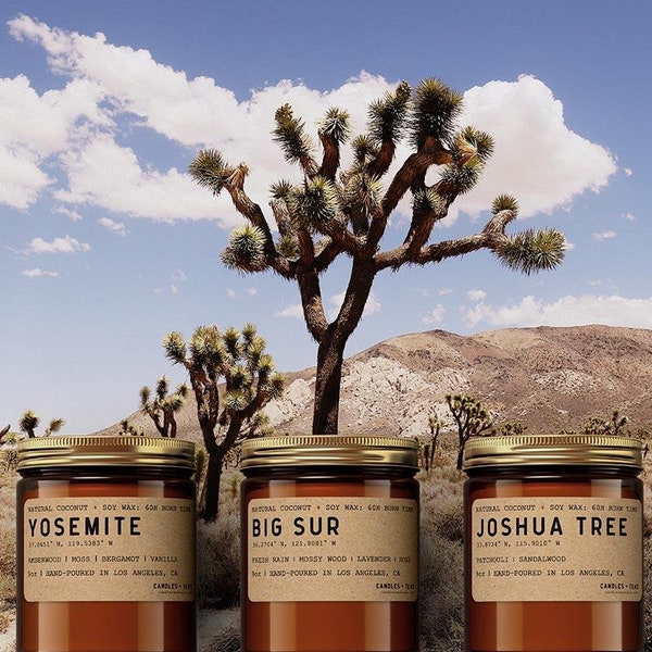 California Park Bundle: Big Sur, Yosemite & Joshua Tree (3-set Natural Wax Candles)