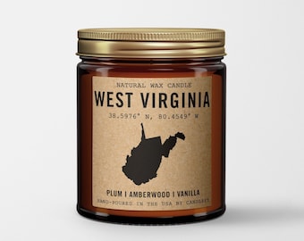 West Virginia Home State Candle • Made in USA • Hometown Gift