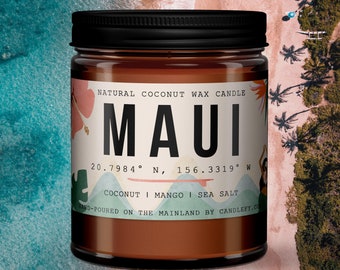 Maui, Hawaii Scented Candle (Coconut, Mango, Sea Salt)