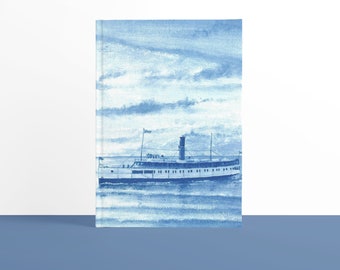 Steamship Hyak Nautical Notebook, Steamship Boat Painting, Hardcover Journal