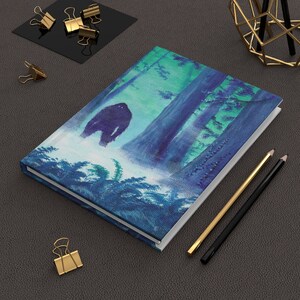 Misty Sasquatch Notebook, Sasquatch Painting, Hardcover Journal, Bigfoot Gift