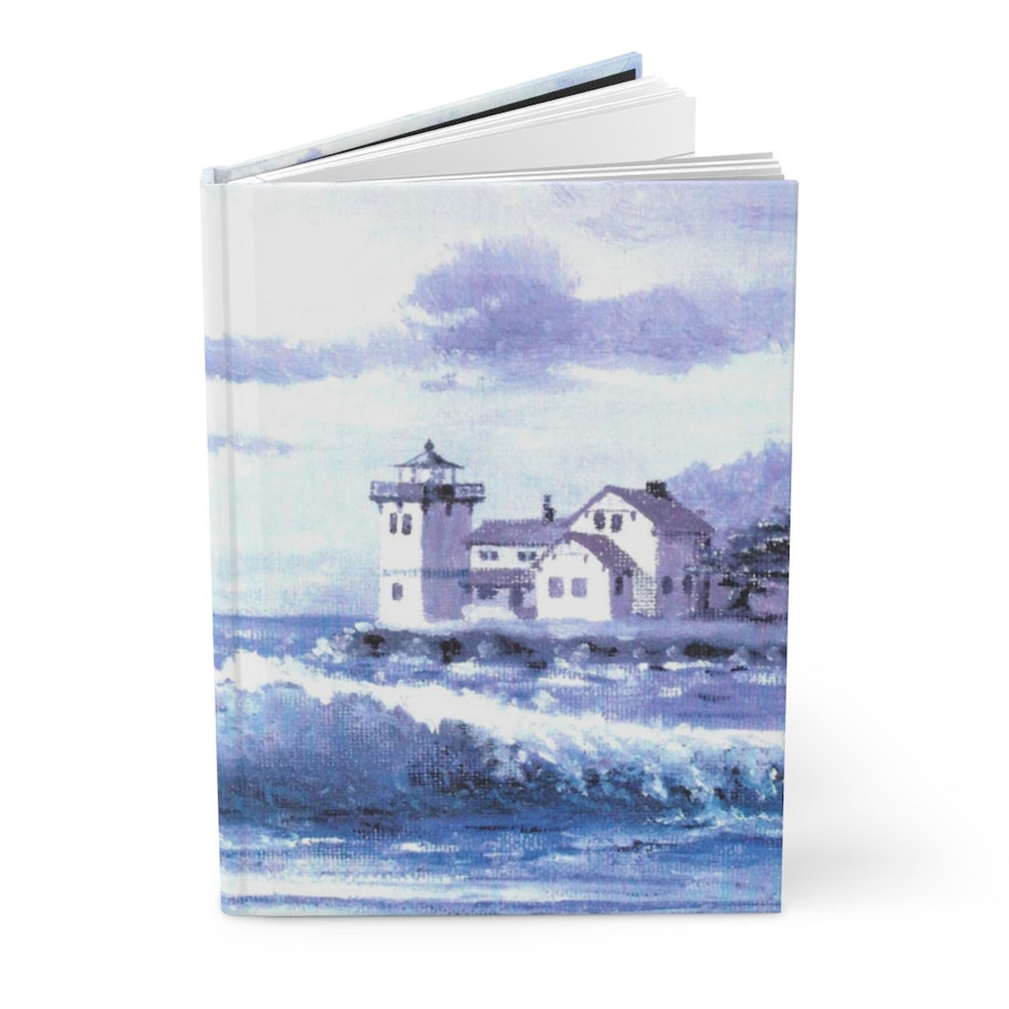 Lighthouse Nautical Notebook Lighthouse Painting Hardcover Etsy