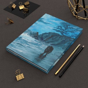 Beach Sasquatch Notebook, Sasquatch Painting, Hardcover Journal, Bigfoot Gift