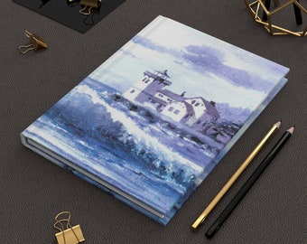 Cuaderno náutico de faro, pintura de faro, diario de tapa dura