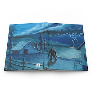 Lightning Sasquatch Notebook, Sasquatch Painting Hardcover Journal, Bigfoot Gift