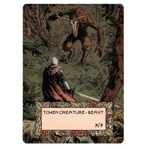 Gettone Creatura Bestia - Gettoni illustrati personalizzati per Mtg