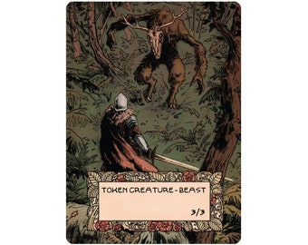 Beast Creature Token - Custom Illustrated tokens for Mtg