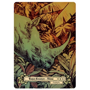 Rhino Creature Token - Custom Illustrated tokens for Mtg