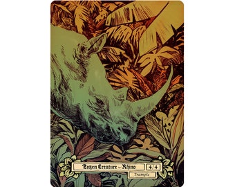 Rhino Creature Token - Custom Illustrated tokens for Mtg