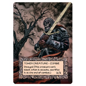 Zombie con ficha de criatura "descompuesta": fichas ilustradas personalizadas para Mtg