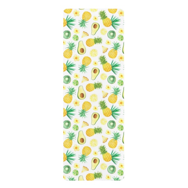 Tropical fruit Yoga Mat, Hawaiian fruits Rubber Yoga Mat, Fun tropical colors exercise mat