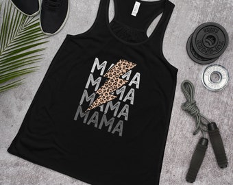 Mama Leopard Tank Top, Women's Flowy Racerback Tank, Multiple sizes and Colors, Comfort Yoga Wear, Mother's Day Gift