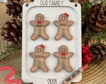 Gingerbread Family Christmas Ornament, Personalized Family Ornament, Custom Christmas Ornaments, Gingerbread Family Ornament, Large Family