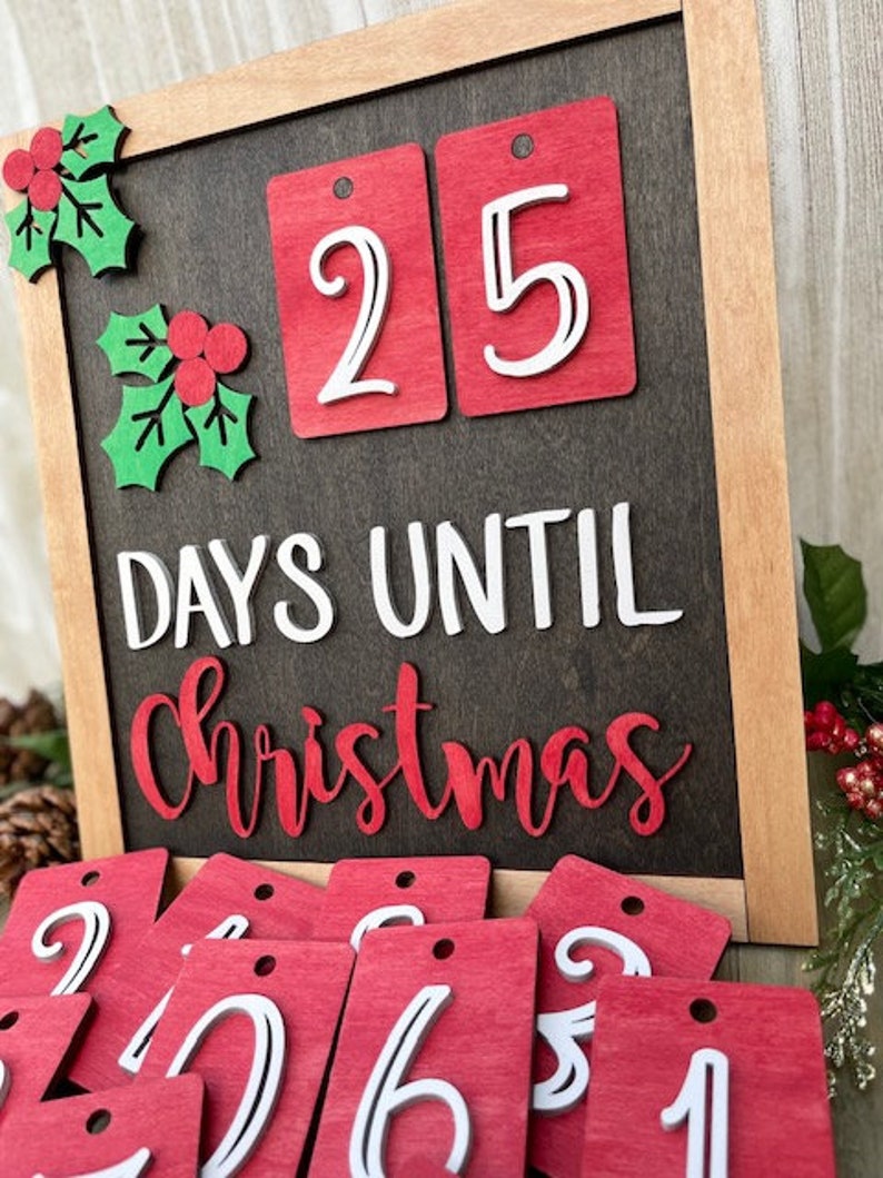 Wood Christmas Countdown Calendar Count Down to Christmas Etsy