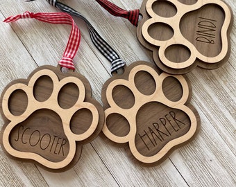 Pet Christmas Ornament, Personalized Christmas Ornament, Pet Ornament, Dog Paw Ornament, Dog Christmas Ornament, Cat Paw Ornament