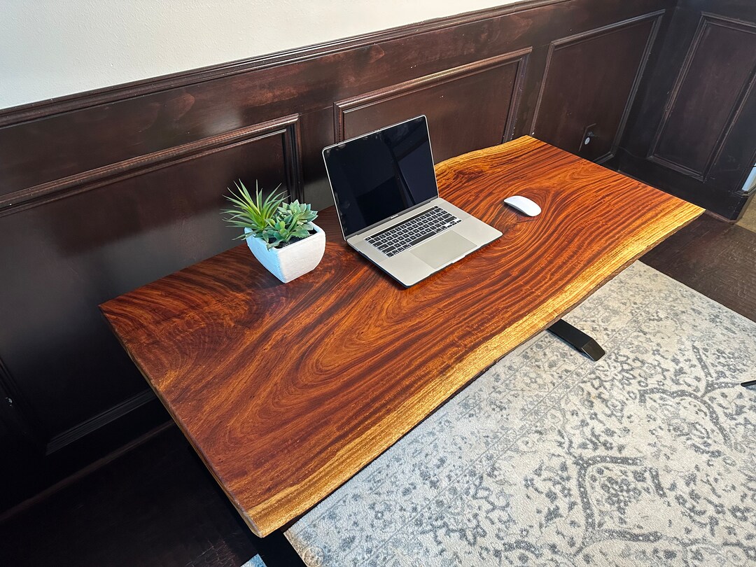 Brazillian Cherry Live Edge Slab Desk | Ready to Ship - Etsy
