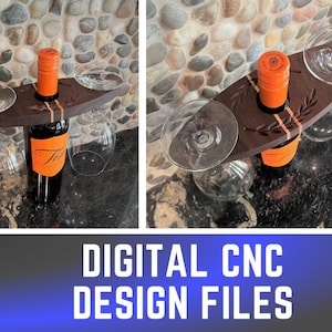 ワイングラス 2 個を運ぶワイン キャディ - CNC デジタル彫刻ファイル