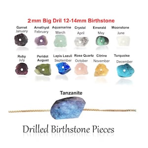 Choose Your Birthstone Raw Rough, Drilled Loose Gemstones, Necklace Making Raw Drilled Nuggets, 2mm Big Hole Full Drill Loose Stones