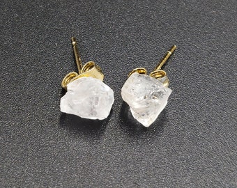 Raw Crystal Stud Earrings: April Birthstone, Healing Gemstone (4-6mm)