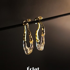 Gold Hoop Earrings for Her Drop Earrings Transparent Earrings Liquid State Drops Gifts for Her Wedding Bridesmaids Gift Huggie Hoop Earrings