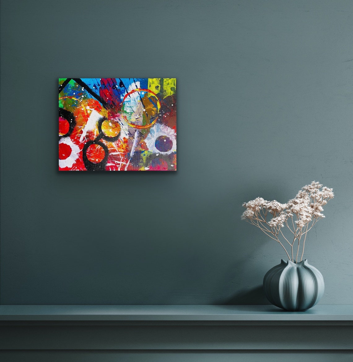 Multi Color Abstract Painting Handmade Wall Art Canvas Etsy