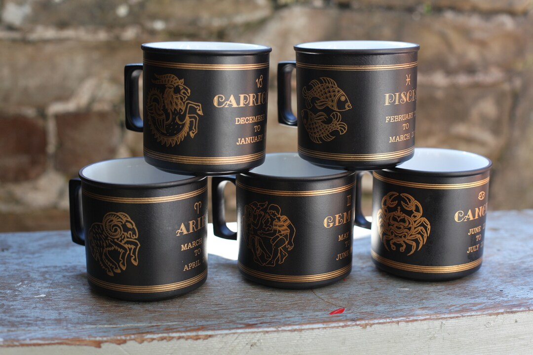 Hornsea Pottery Zodiac Mugs 1970 Gold/black Etsy UK