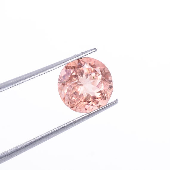 3 Ct Round Cut Gemstone | Natural Peach Pink Tourmaline | Sparkling Faceted Tourmaline | Luxury Jewelry Stone for Rings & Pendants.