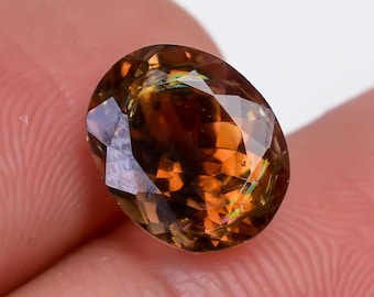 Natürlicher Turmalin Edelstein 2,50 Ct | Braun-goldener Turmalin Ovalschliff | Kleiner facettierter Edelstein für Ring | Hochwertiger Turmalin 9X7X5mm