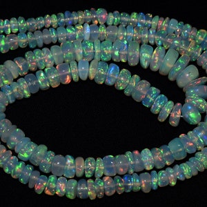 Natural Ethiopian Opal Beads: AAA Rondelle Gemstone, 16 Inch Strand