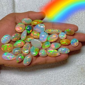 Natürliches Äthiopische Welo Opal Cabochon Mix Lot: kalibrierter Feueropal Edelstein