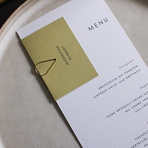 Menükarte mit Platzkarte, Namenskarte, Sitzordnung Hochzeit
