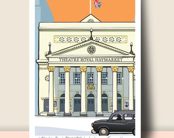 Theatre Royal Haymarket, London: Hand Signed Art Print or Poster, theatre portrait, West End