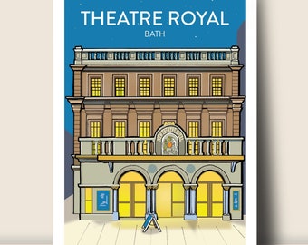 BATH Theatre Royal at night: Hand Signed Art Print or Travel Poster