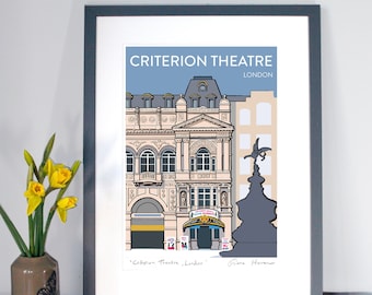 Piccadilly Circus, Criterion Theatre, London: Hand Signed Art Print or Travel Poster