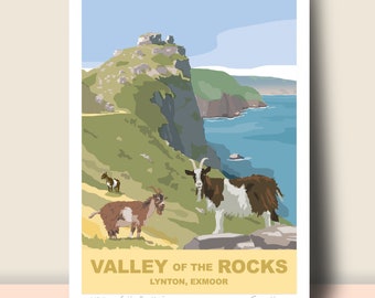 Valley of the Rocks, Lynton, EXMOOR: Travel Poster, Hand Signed (unframed)