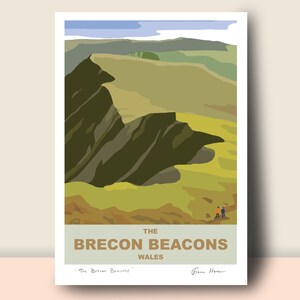 Brecon Beacons, Wales: Travel Art Print/Poster, Welsh mountains, Hand Signed
