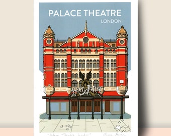 Palace Theatre London: Hand Signed Art Print or Poster (blue sky)