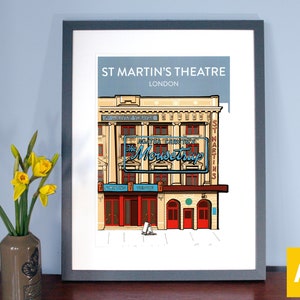 The Mousetrap, St Martin's Theatre London: Hand Signed Art Print or Poster, with Blue Sky theatre art print A3