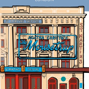 The Mousetrap, St Martin's Theatre London: Hand Signed Art Print or Poster, with Blue Sky theatre art print image 2