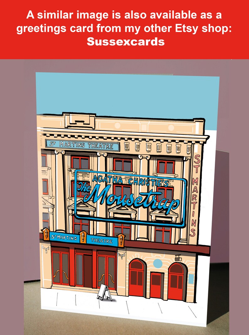 The Mousetrap, St Martin's Theatre London: Hand Signed Art Print or Poster, with Blue Sky theatre art print image 10