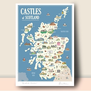 Castles of Scotland Map Print: Illustrated Scottish Travel Souvenir