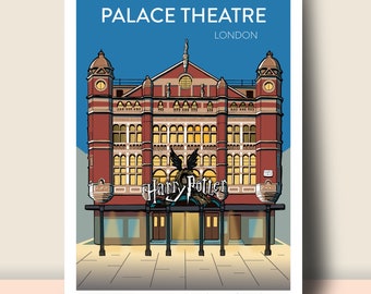 Palace Theatre London at night: Hand Signed Art Print or Travel Poster (unframed)