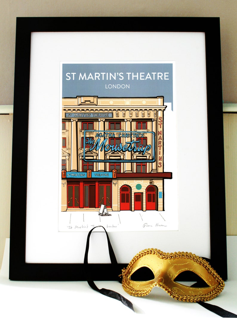 The Mousetrap, St Martin's Theatre London: Hand Signed Art Print or Poster, with Blue Sky theatre art print image 6