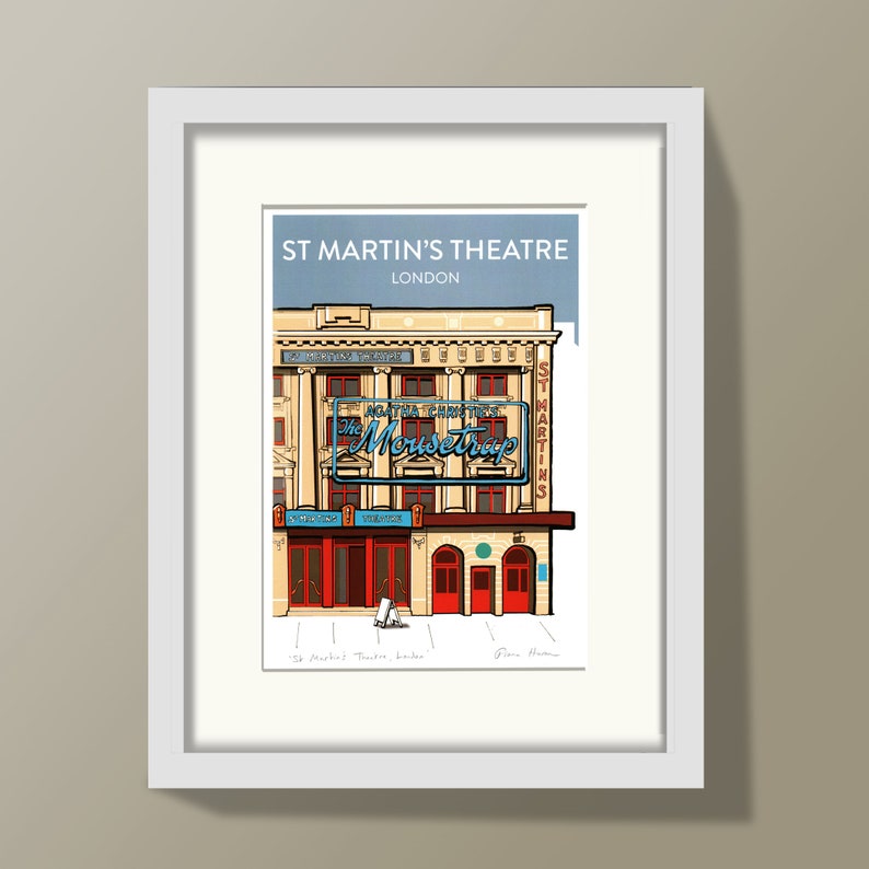 The Mousetrap, St Martin's Theatre London: Hand Signed Art Print or Poster, with Blue Sky theatre art print image 7