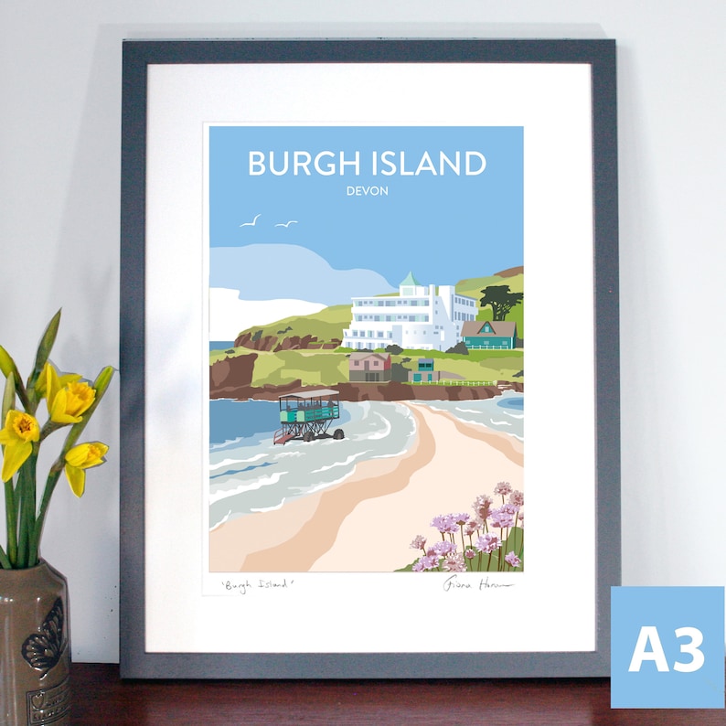Burgh Island Devon Travel Poster: Hand Signed Art Print - Etsy UK