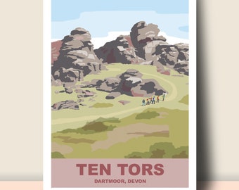 Ten Tors, Dartmoor, Devon: Travel Poster, Hand Signed (unframed)