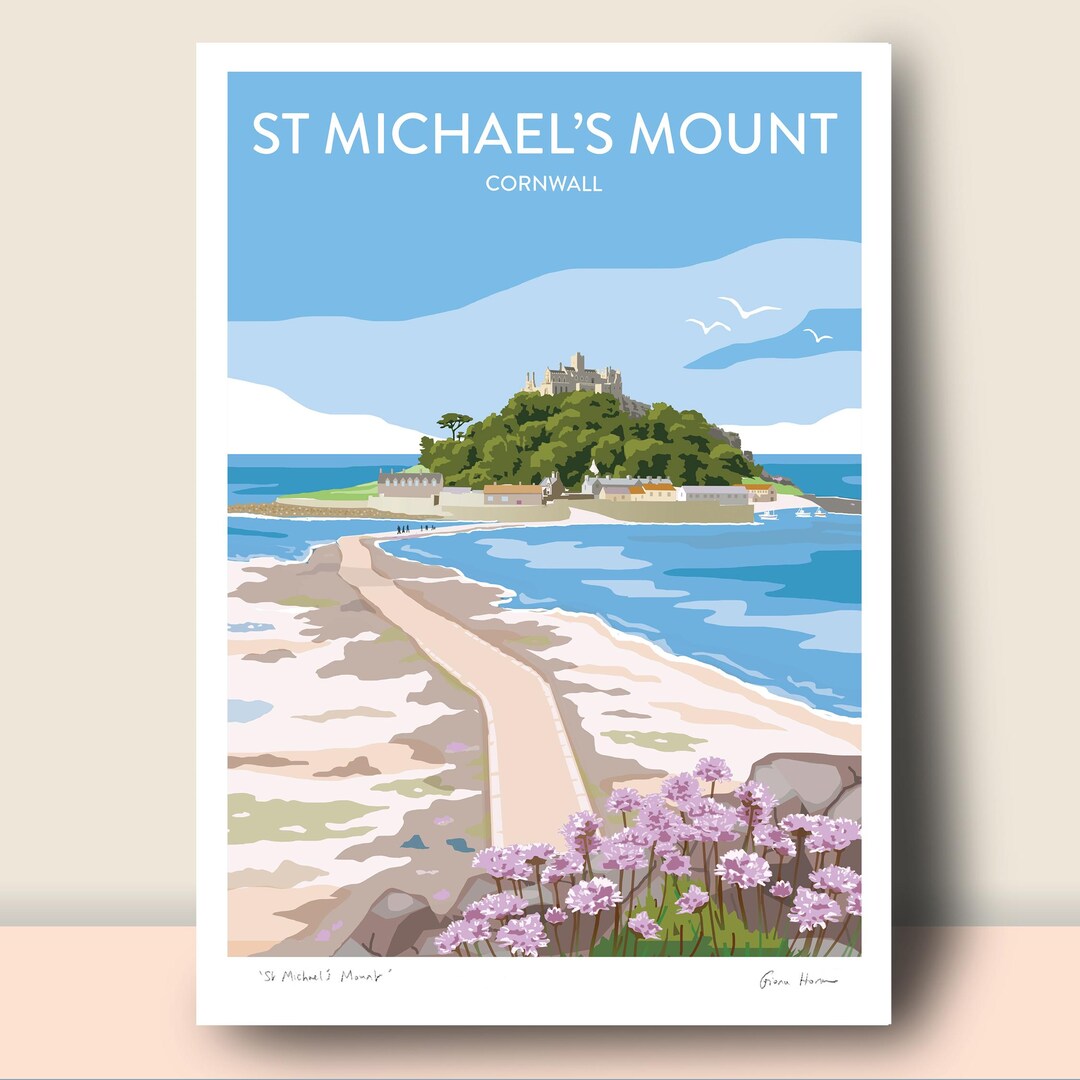 St Michael's Mount, Marazion, Cornwall: Travel Poster (white Lettering ...