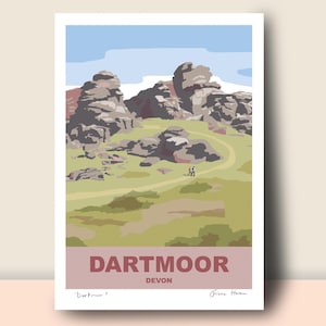 Dartmoor, Devon: Travel Poster, Retro Travel Print, Hand Signed (unframed) by Stagestruckprints