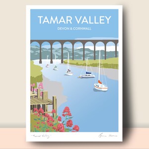 May include: A colourful illustration of a river with boats and a bridge. The text "TAMAR VALLEY DEVON & CORNWALL" is at the top of the image. The text "Tamar Valley" is at the bottom left of the image. The text "Green Ham" is at the bottom right of the image.